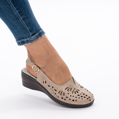 Pantofi Tip Sandale Piele Naturala Talpa Comoda F002-649 Bej