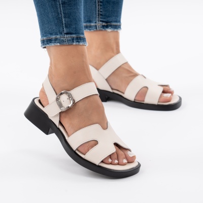 Pantofi Tip Sandale Piele Naturala Talpa Comoda JY6531 Bej