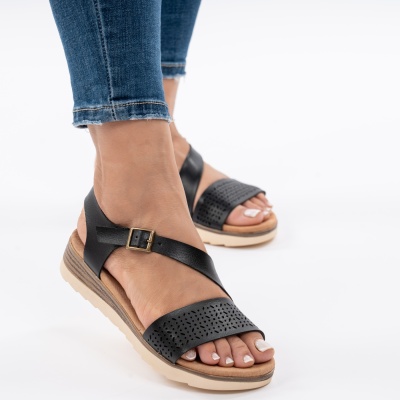 Pantofi Tip Sandale Piele Naturala Talpa Comoda OD926 Negru