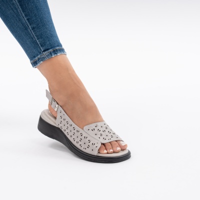Pantofi Tip Sandale Piele Naturala Talpa Comoda T-8027 Gri