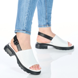 Sandale Piele Naturala Alb F001-802