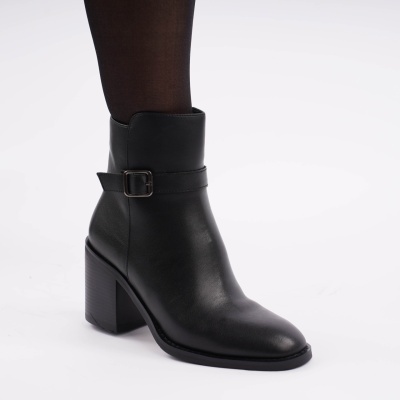 Botine Piele Naturala Negre SN5002