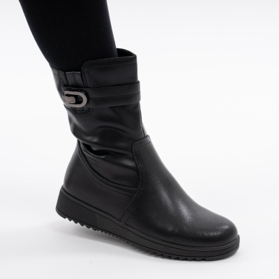 Cizme Piele Naturala Fermoar Negre 158