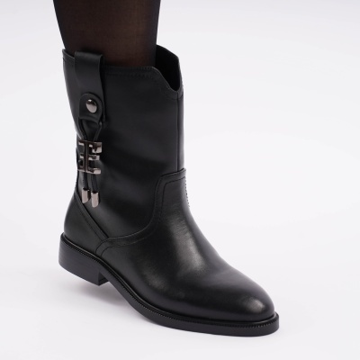 Cizme Scurte Piele Naturala Negre SN5010