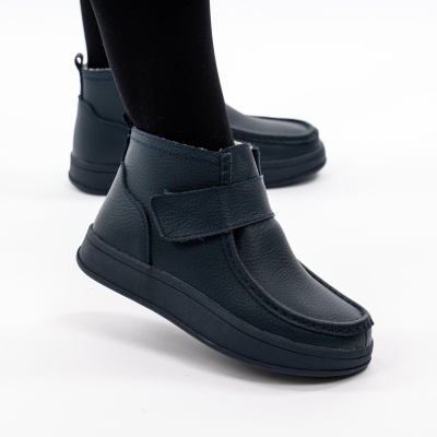 Ghete Imblanite Piele Naturala Albastre 231B