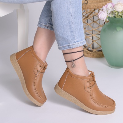 Ghete Imblanite Piele Naturala Camel 9602-2