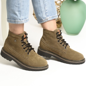 Ghete Piele Naturala Imblanite Talpa Bocanci Kaki 1952-1