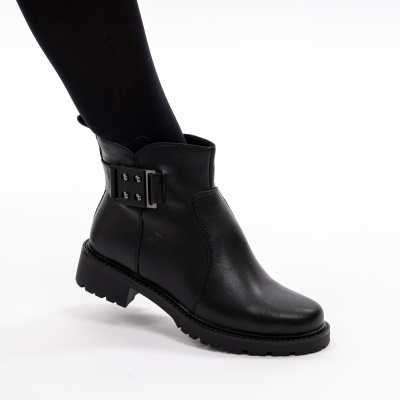 Ghete Piele Naturala Imblanite Talpa Bocanci Negre 159-1