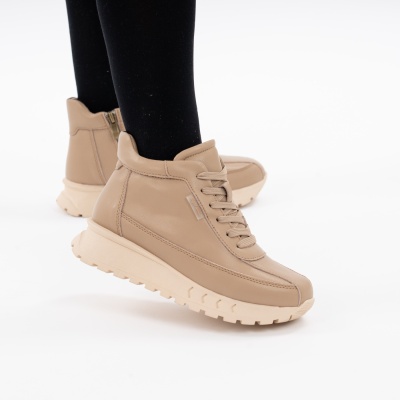 Ghete Piele Naturala Imblanite Talpa Comoda Bej F002-660