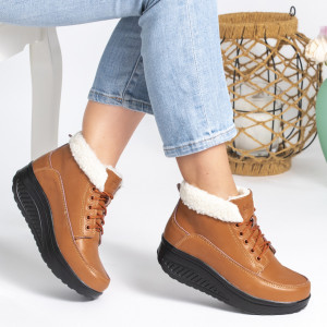 Ghete Piele Naturala Imblanite Talpa Ortopedica Camel A603-2