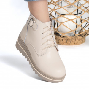 Ghete Piele Naturala Imblanite Talpa Striată Bej 2021-1B