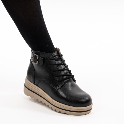 Ghete Piele Naturala Imblanite Talpa Striată Negre 2021-1B