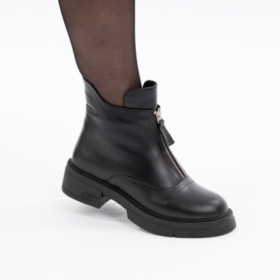 Ghete Piele Naturala Negru 010