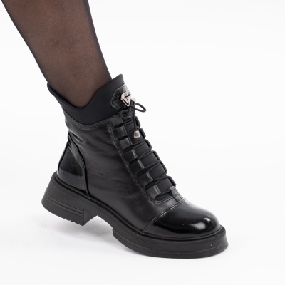 Ghete Piele Naturala Negru 087 6001