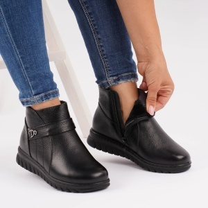 Ghete Piele Naturala Talpa Ortopedica Negre 7255
