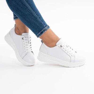 Pantofi Casual Din Piele Naturala Alb AW2023-21