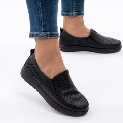 Pantofi Casual Din Piele Naturala Negri 1260-10