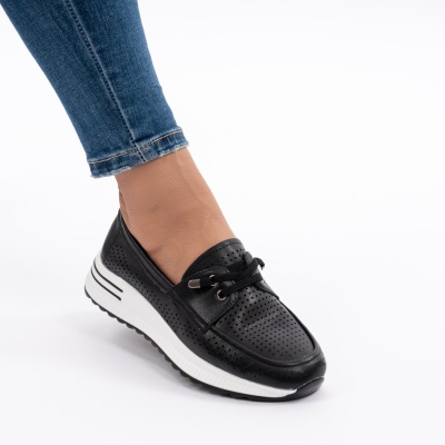 Pantofi Casual Din Piele Naturala Negri Q891