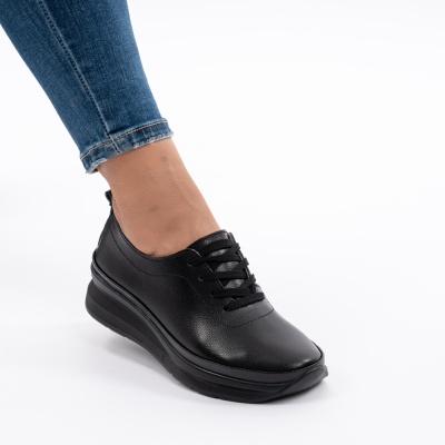 Pantofi Casual Din Piele Naturala Negri T-9001