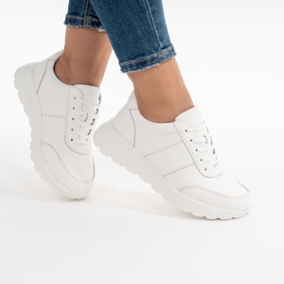 Pantofi Casual Piele Naturala Alb F001-972