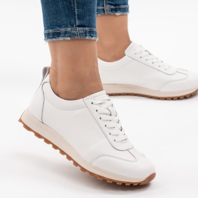 Pantofi Casual Piele Naturala Alb F002-642