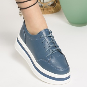 Pantofi Casual Piele Naturala Albastru 9881