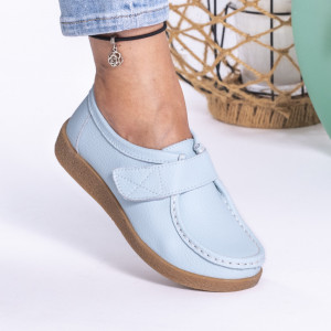 Pantofi Casual Piele Naturala Albastru Deschis WK 213
