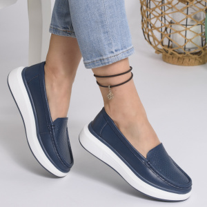 Pantofi Casual Piele Naturala Albastru T-5935