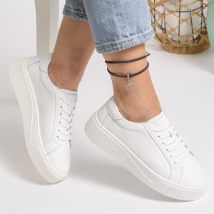Pantofi Casual Piele Naturala Albi F001-728