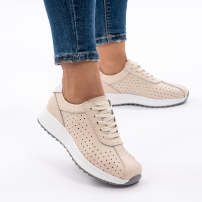 Pantofi Casual Piele Naturala Bej 523