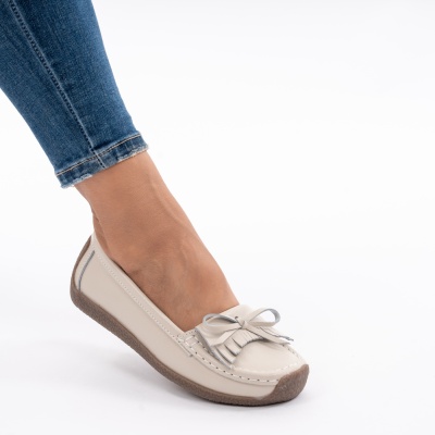 Pantofi Casual Piele Naturala Bej 581