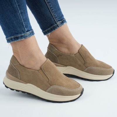 Pantofi Casual Piele Naturala Bej AN379