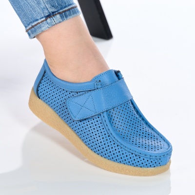 Pantofi Casual Piele Naturala Blue 55-266