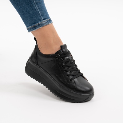 Pantofi Casual Piele Naturala F001-750 Negri