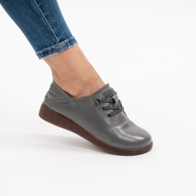 Pantofi Casual Piele Naturala Gri 1901