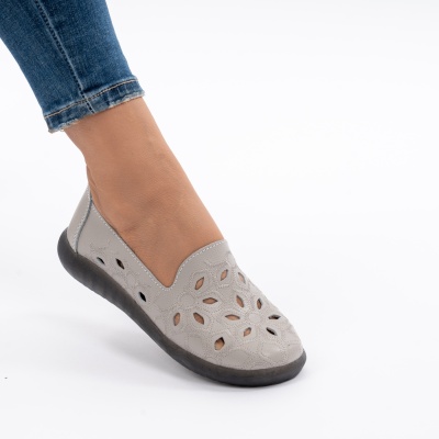 Pantofi Casual Piele Naturala Gri 2070
