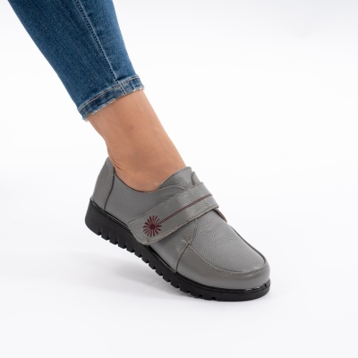 Pantofi Casual Piele Naturala Gri AN551