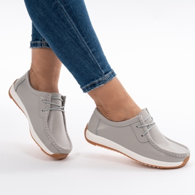 Pantofi Casual Piele Naturala Gri AN8517-5