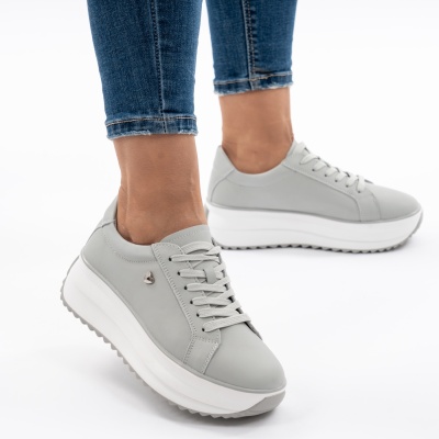 Pantofi Casual Piele Naturala Gri F001-775