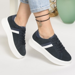 Pantofi Casual Piele Naturala Intoarsa Albastru F001-729