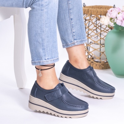 Pantofi Casual Piele Naturala MM218 Albastru