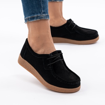 Pantofi Casual Piele Naturala Negri 8517-1