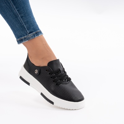 Pantofi Casual Piele Naturala Negri AN2308