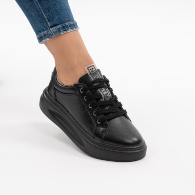 Pantofi Casual Piele Naturala Negri AW468