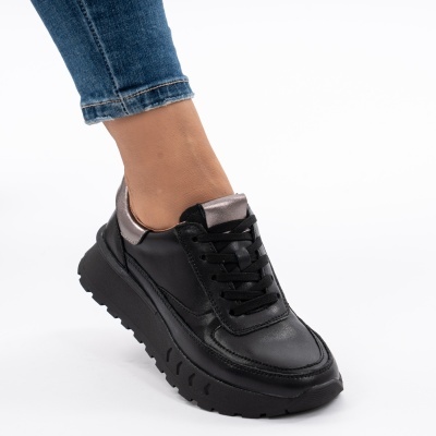Pantofi Casual Piele Naturala Negri F001-892