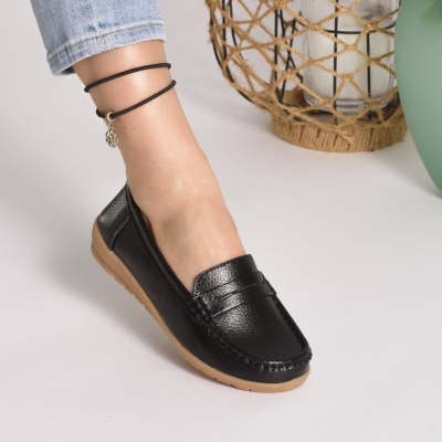 Pantofi Casual Piele Naturala Negri FZ1803