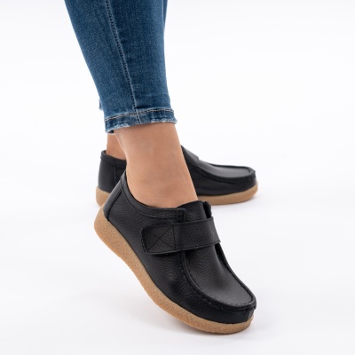 Pantofi Casual Piele Naturala Negri WK 213C