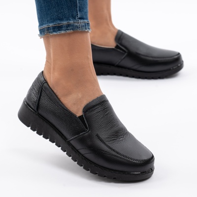 Pantofi Casual Piele Naturala Negru AN558