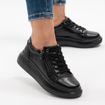 Pantofi Casual Piele Naturala Negru F002-651