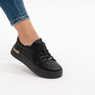 Pantofi Casual Piele Naturala Negru F005-029